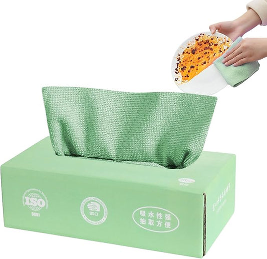 Microfiber Cleaning Cloth Pack Of 20 | Tissue Box Packing Microfiber Cleaning Towel Multi-Purpose Cloths for Kitchen, Car, Home & Professional Cleaning Use | Random Color