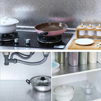 Self-Adhesive Kitchen Oil-Proof Sticker Roll | Waterproof Aluminium Foil Sheet | DIY Wallpaper 60x200cm