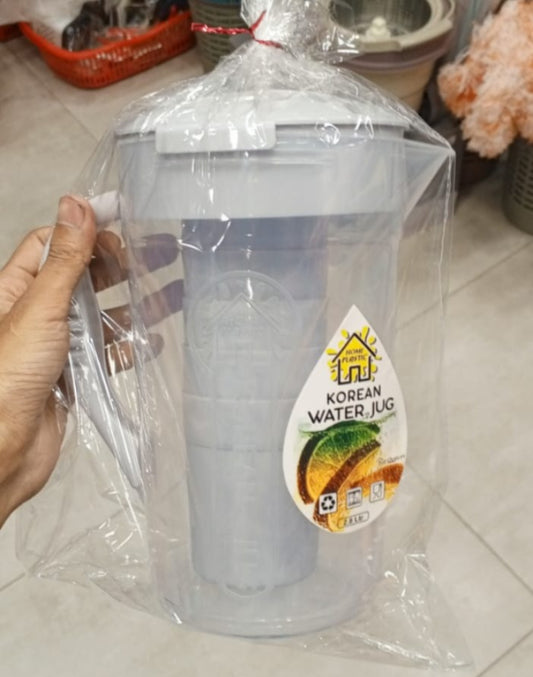 Premium 2.8 Liter Water Jug with 6 Glasses – Unbreakable Plastic Drinkware Set for Home & Office (Random Color)