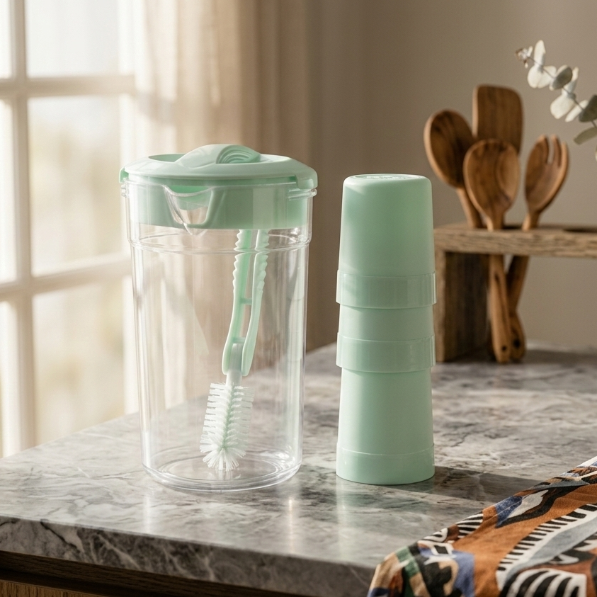 Premium 2.8 Liter Water Jug with 6 Glasses – Unbreakable Plastic Drinkware Set for Home & Office (Random Color)