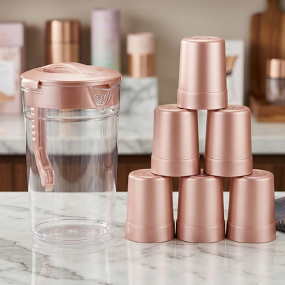 Premium 2.8 Liter Water Jug with 6 Glasses – Unbreakable Plastic Drinkware Set for Home & Office (Random Color)